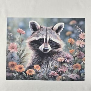 Original Signed Linen Paper Back Print Young Raccoon Watercolour Style 8" X‎ 10"